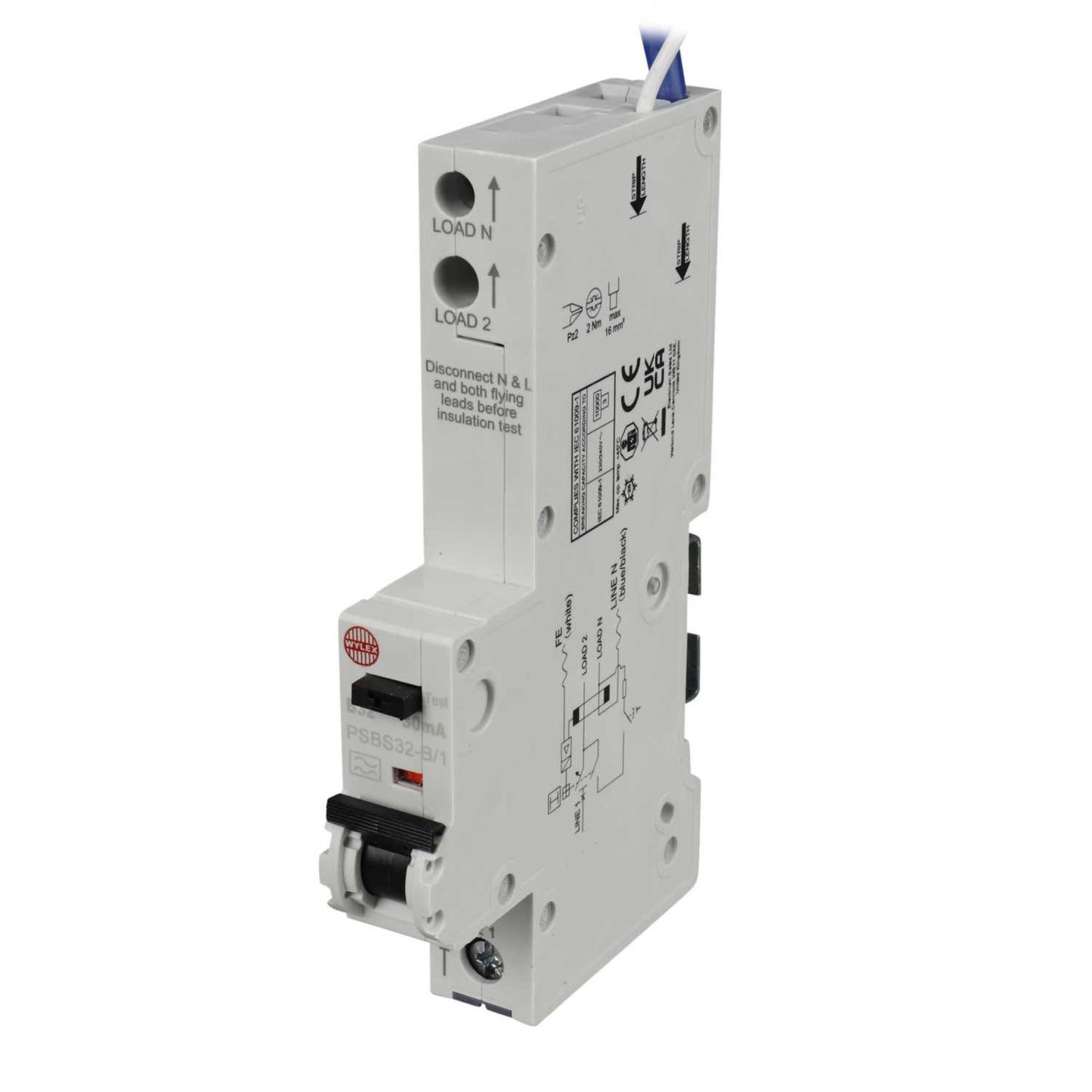 Wylex Psbs 32A 1P+N 1 Module B Curve 10kA 30mA Type A Rcbo