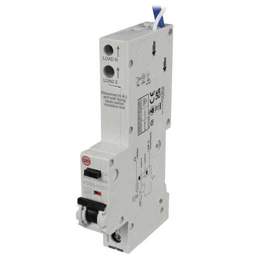 Wylex Psbs 40A 1P+N 1 Module B Curve 10kA 30mA Type A Rcbo