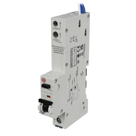 Wylex Psbs 50A 1P+N 1 Module B Curve 10kA 30mA Type A Rcbo