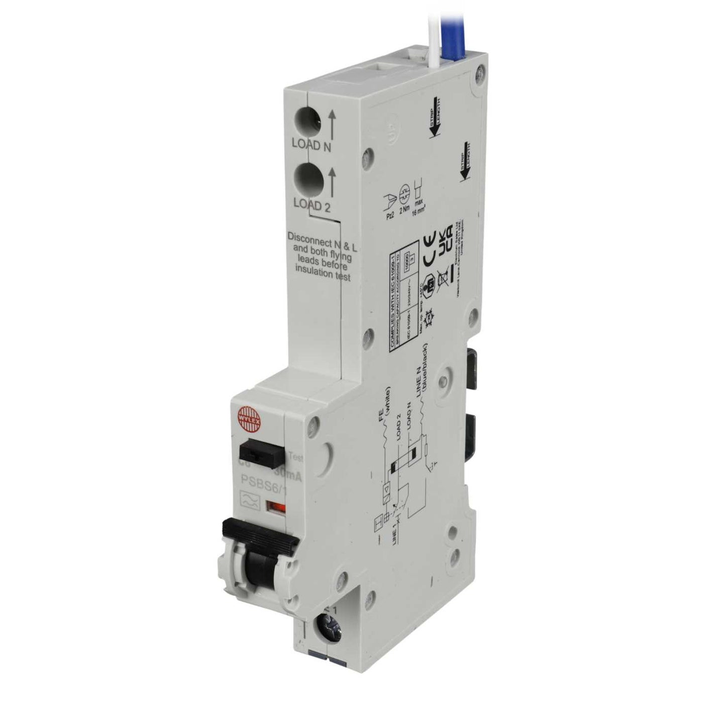 Wylex Psbs 6A 1P+N 1 Module C Curve 10kA 30mA Type A Rcbo
