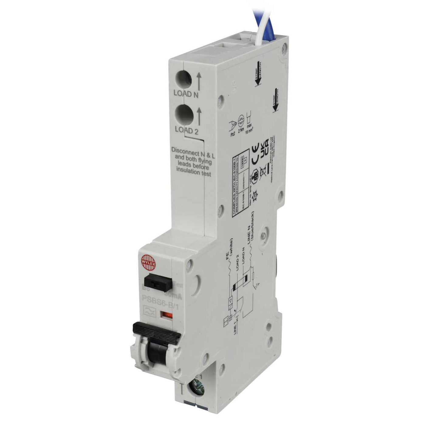Wylex Psbs 6A 1P+N 1 Module B Curve 10kA 30mA Type A Rcbo