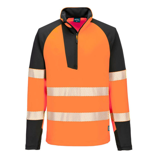 PW3 Hi-Vis 1/4 Zip Sweatshirt, 4XL, R, Orange/Black