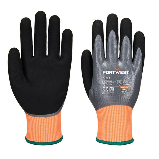  Cut F15 Nitrile Aqua Glove, L, R, Grey/Black