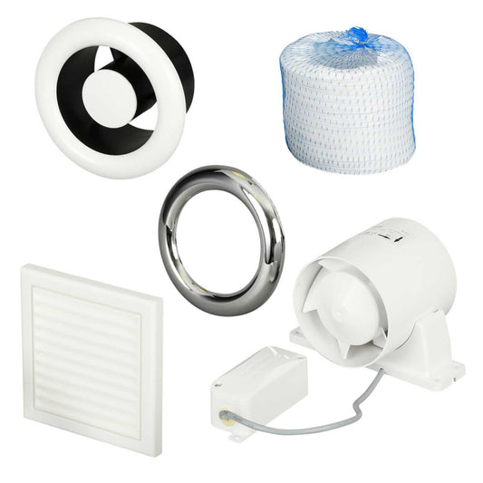 Xpelair Airline 100T 100mm 4" In-Duct Fan Kit with Timer