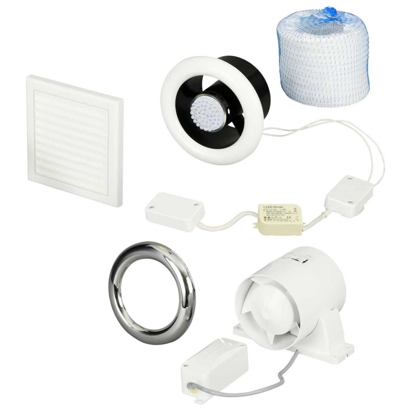 Xpelair Airline LED 100 100mm 4" Inline Extract Fan