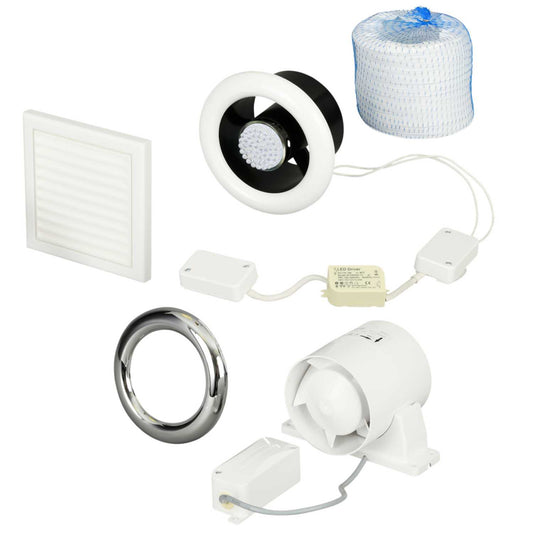 Xpelair Airline LED 100T 100mm 4" In-Duct Fan Kit with Timer