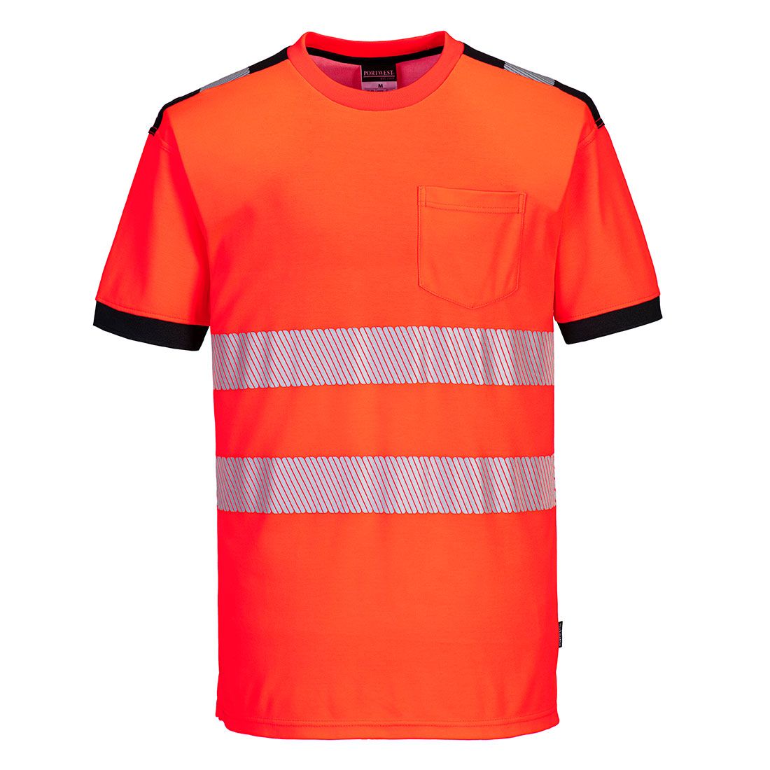 PW3 Hi-Vis Cotton Comfort T-Shirt S/S , 4XL, , Red/Black