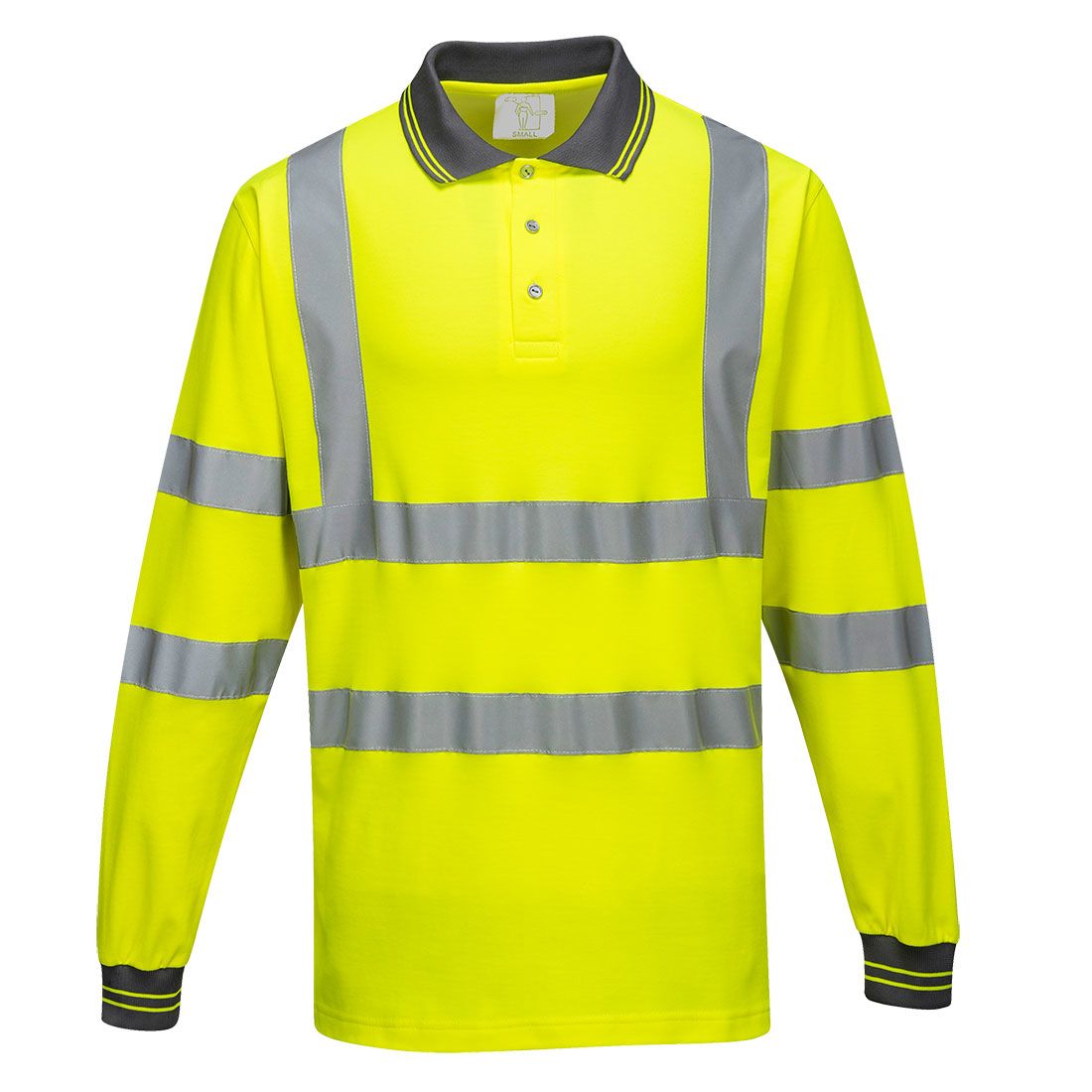 Hi-Vis Cotton Comfort Polo Shirt L/S , L, R, Yellow