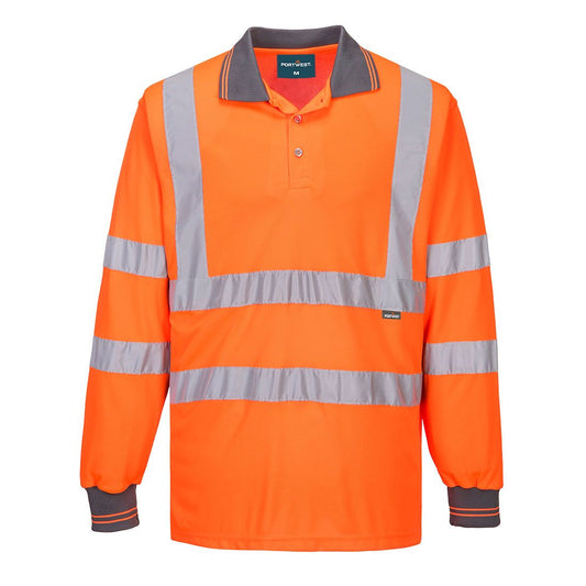 ES1 Essential Hi-Vis Polo Shirt L/S, 4XL, R, Orange