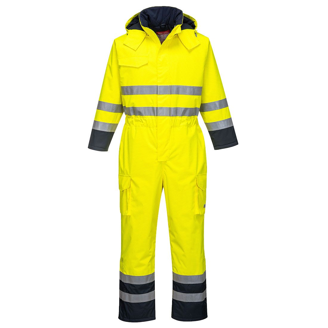 Bizflame Rain Hi-Vis Multi Coverall, L, R, Yellow/Navy