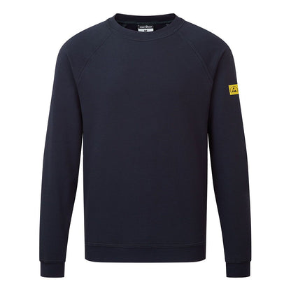 Anti-Static ESD Sweatshirt, 4XL, R, Navy