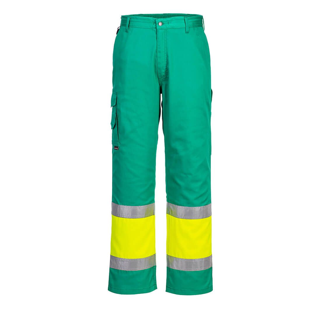 Hi-Vis Lightweight Contrast Class 1 Service Trousers, L, R, Yellow/Teal
