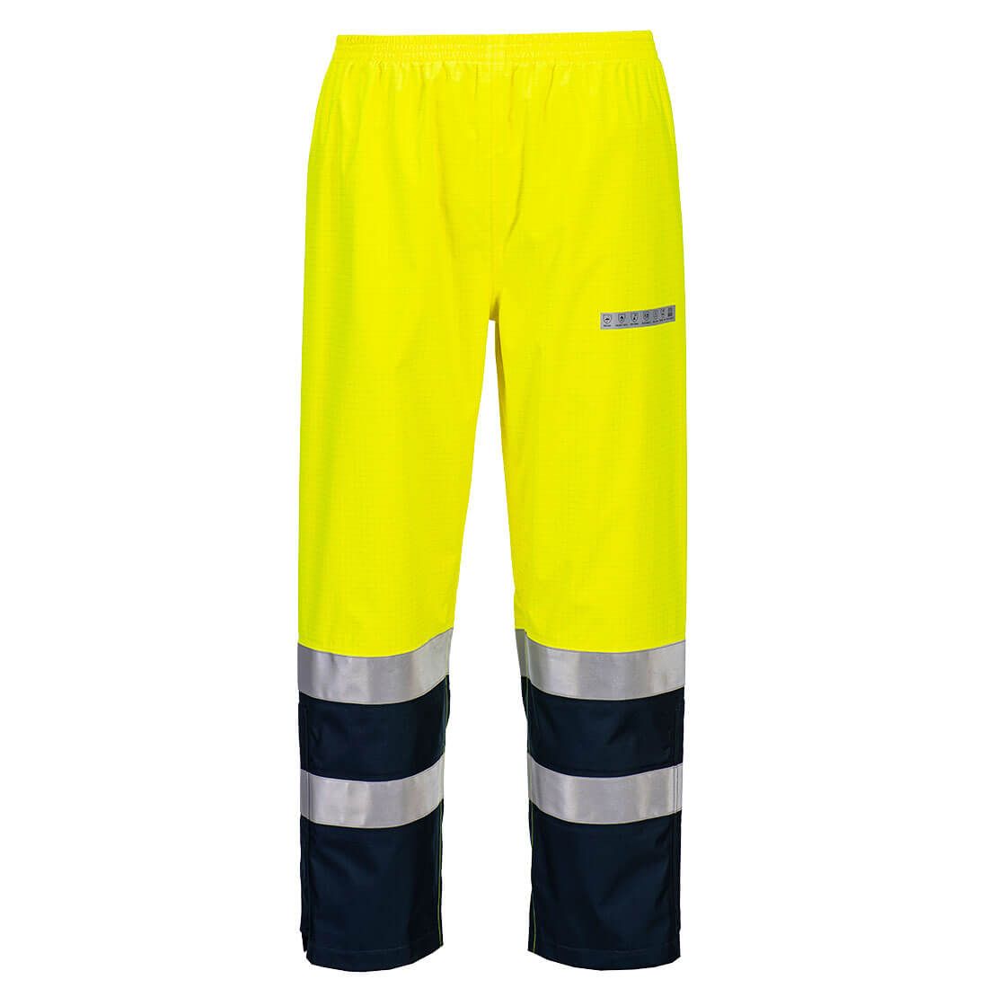 Bizflame Rain+ Hi-Vis Light Arc Trousers, L, R, Yellow/Navy