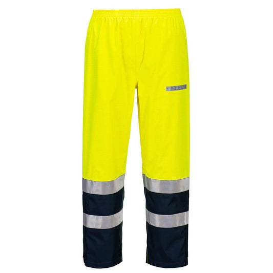 Bizflame Rain+ Hi-Vis Light Arc Trousers, L, R, Yellow/Navy