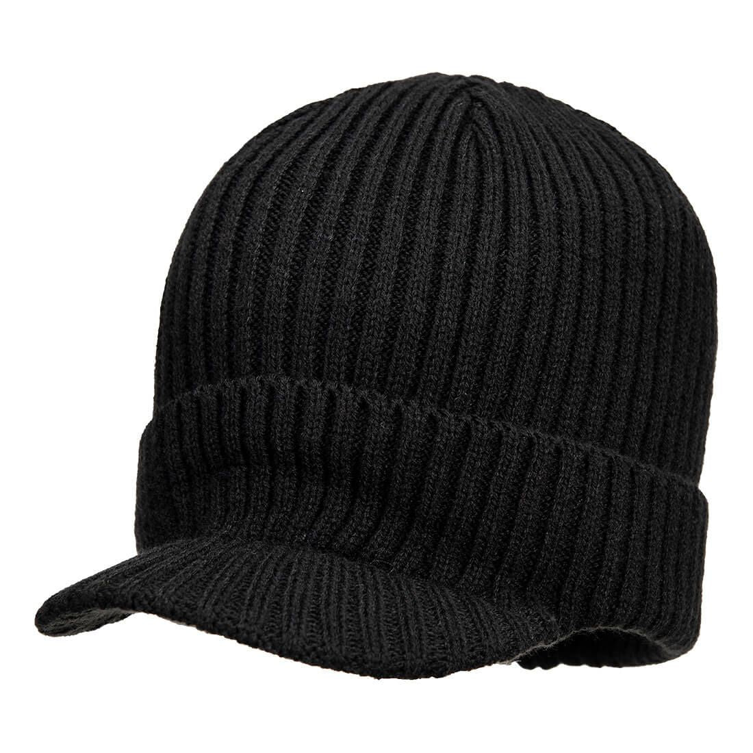 Beanie Hat with Peak, , R, Black